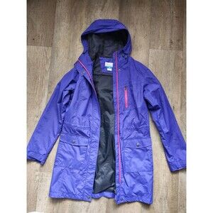 COLUMBIA Women's Size Small Blue/ Pink Full Zip Hooded Rain Jacket